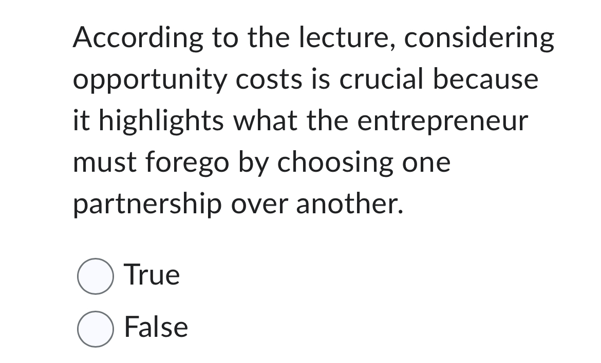 Solved According To The Lecture, Considering Opportunity | Chegg.com