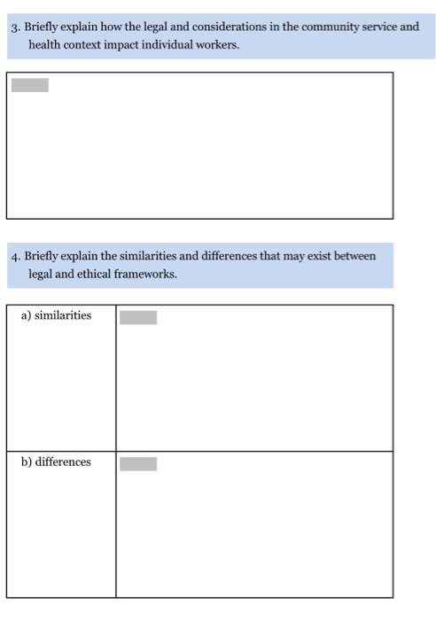 Solved 3. Briefly explain how the legal and considerations | Chegg.com