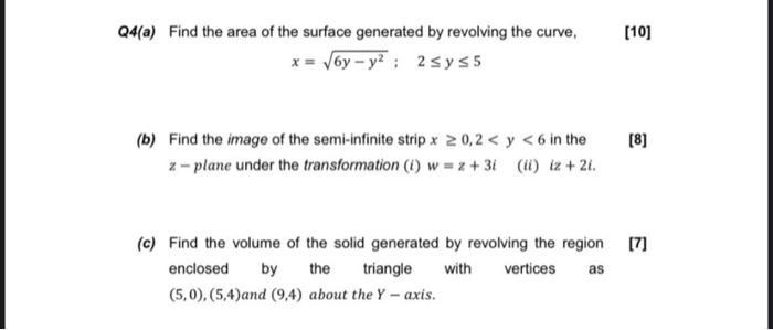 Solved (10) Q4(a) Find the area of the surface generated by | Chegg.com