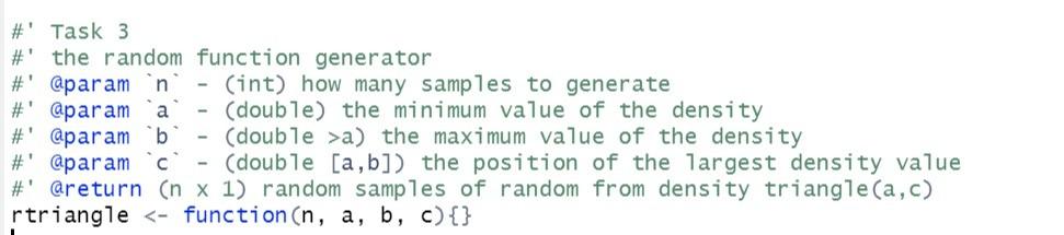 Task 3 \#' the random function generator \#' | Chegg.com