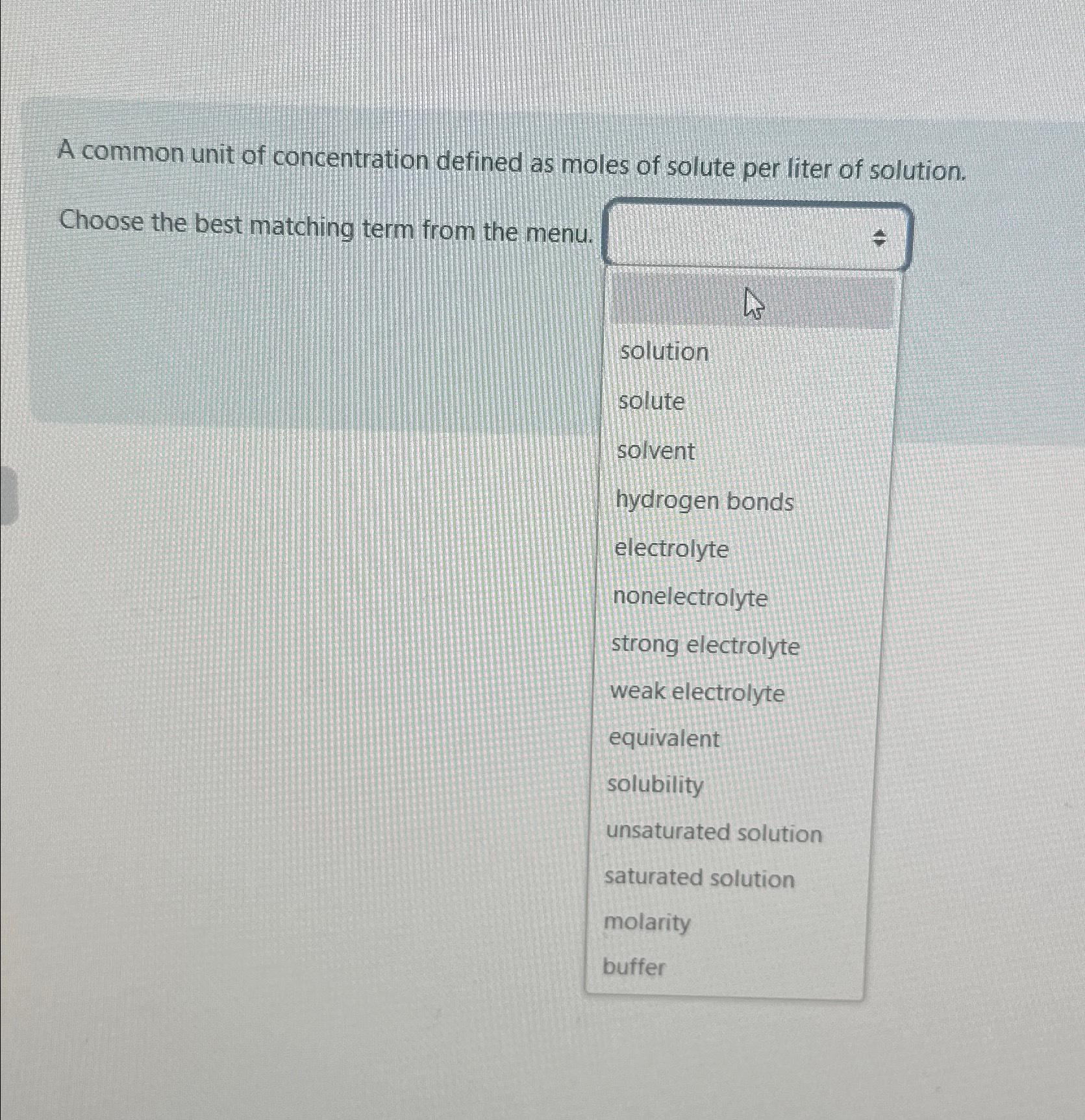 Solved A common unit of concentration defined as moles of | Chegg.com