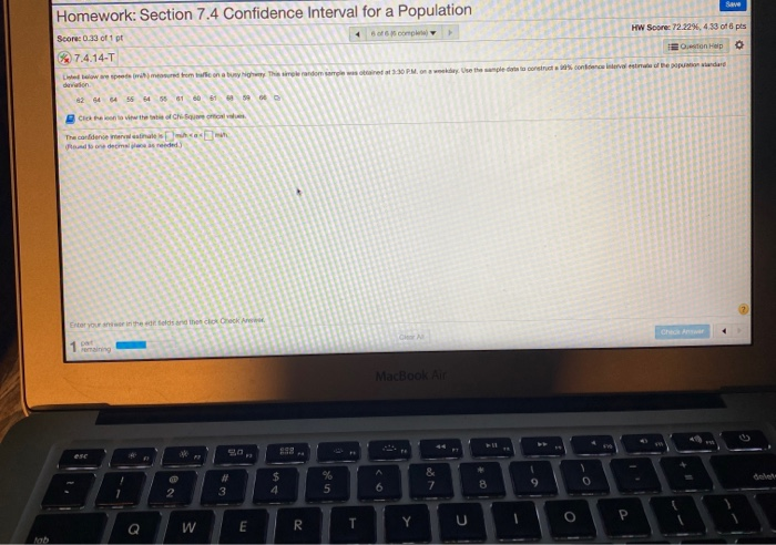 Solved Homework: Section 7.4 Confidence interval for a | Chegg.com