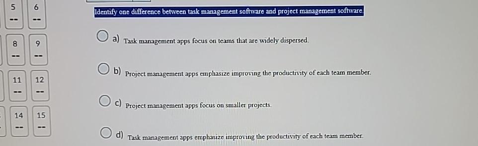 Solved Identify one difference between task management | Chegg.com