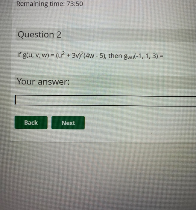Remaining Time 73 50 Question 2 If G U V W U2 Chegg Com Remaining Time 73 50 Question 2 If G U V W U2 Chegg Com