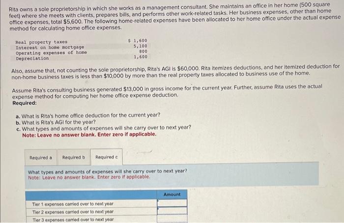 Solved Rita owns a sole proprietorship in which she works as | Chegg.com