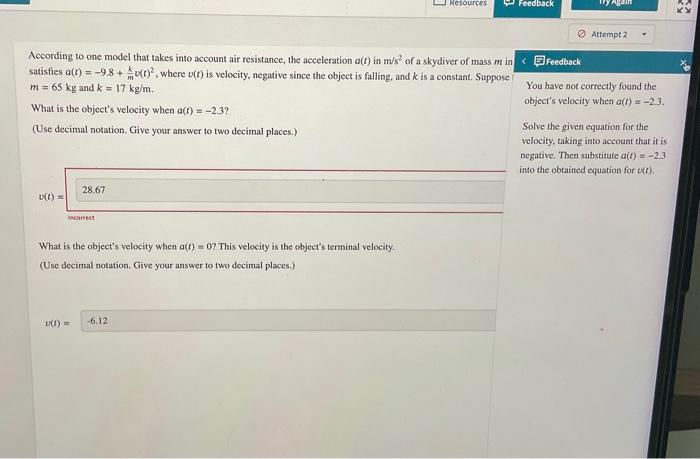 Solved According to one model that takes into account air | Chegg.com