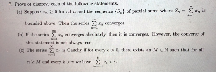 Solved 7 Prove Or Disprove Each Of The Following Stateme Chegg Com