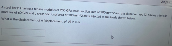 Solved 20 pts A steel bar (1) having a tensile modulus of | Chegg.com