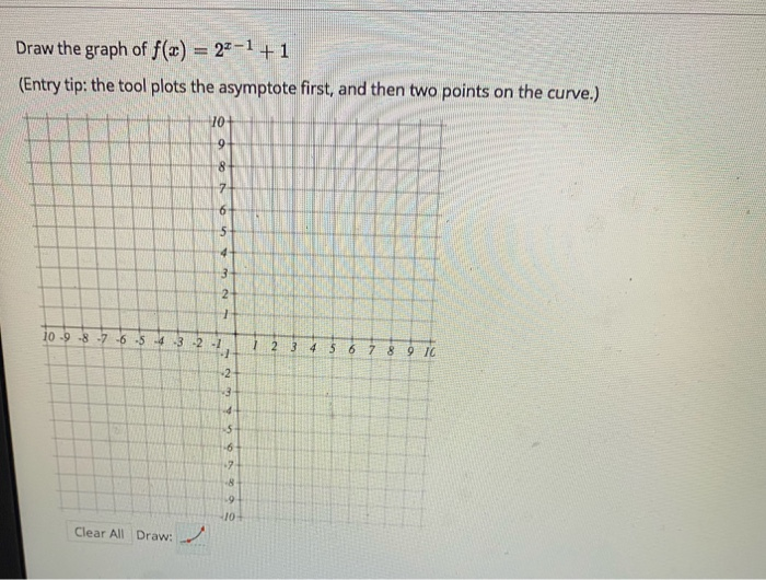 Solved Draw the graph of f(x) = 24-1 +1 (Entry tip: the tool | Chegg.com