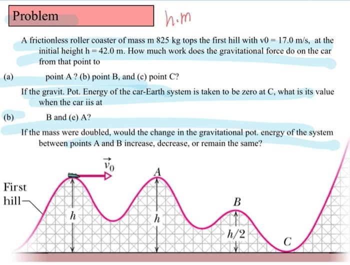 Solved Problem him A frictionless roller coaster of mass m | Chegg.com