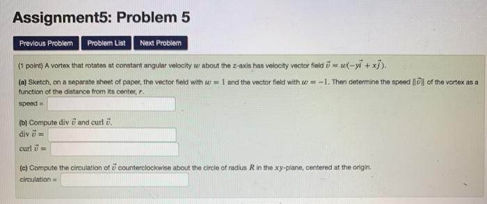 Solved Assignment5: Problem 5 Previous Problem Problem List | Chegg.com