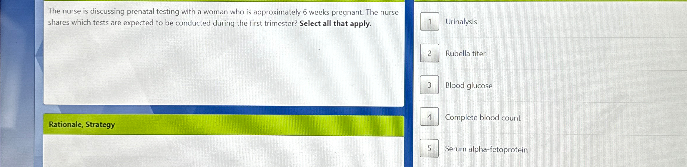 Solved The nurse is discussing prenatal testing with a woman | Chegg.com