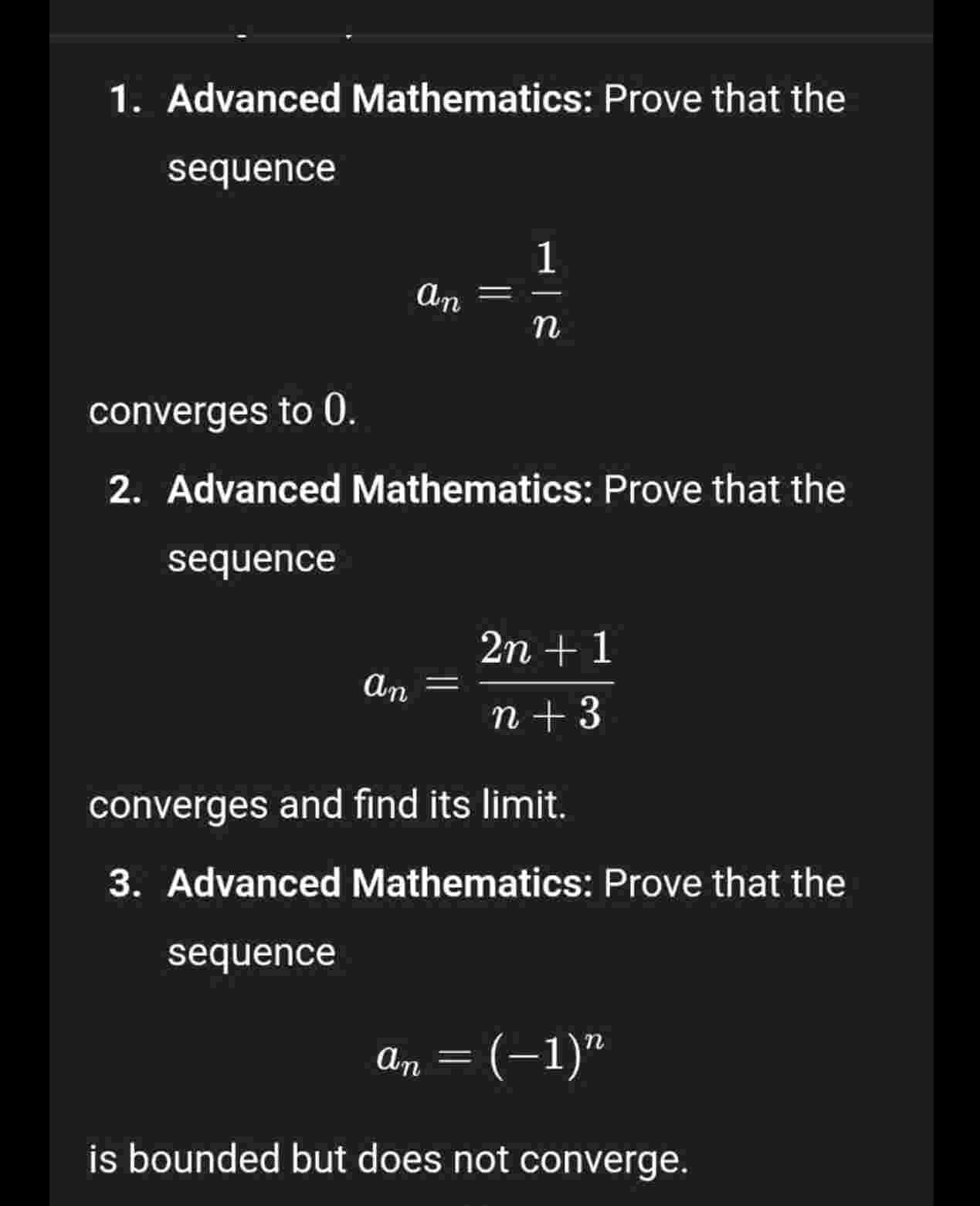 Math Proving Question Solved Advanced Mathematics: Prove that the sequence | Chegg.com