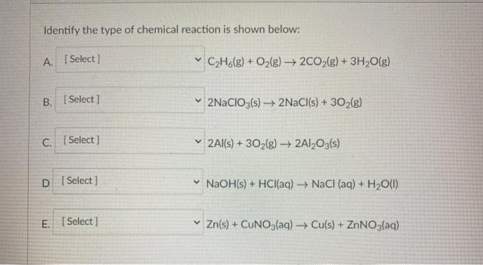 Solved Identify the type of chemical reaction is shown | Chegg.com