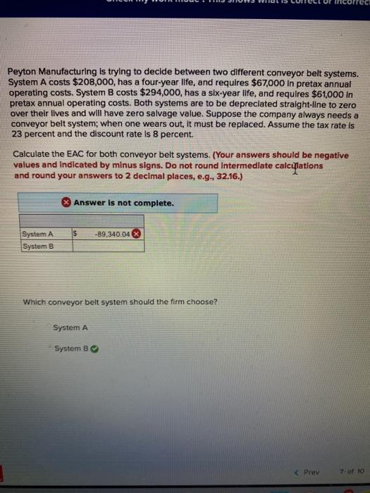 Solved Peyton Manufacturing is trying to decide between two