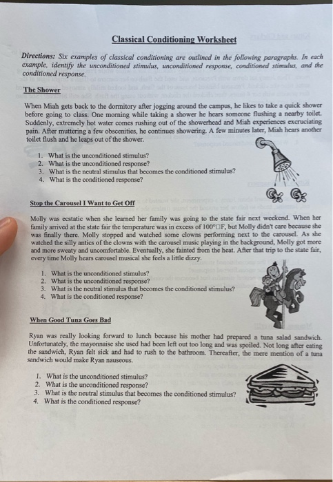 Solved Classical Conditioning Worksheet Directions Six Chegg