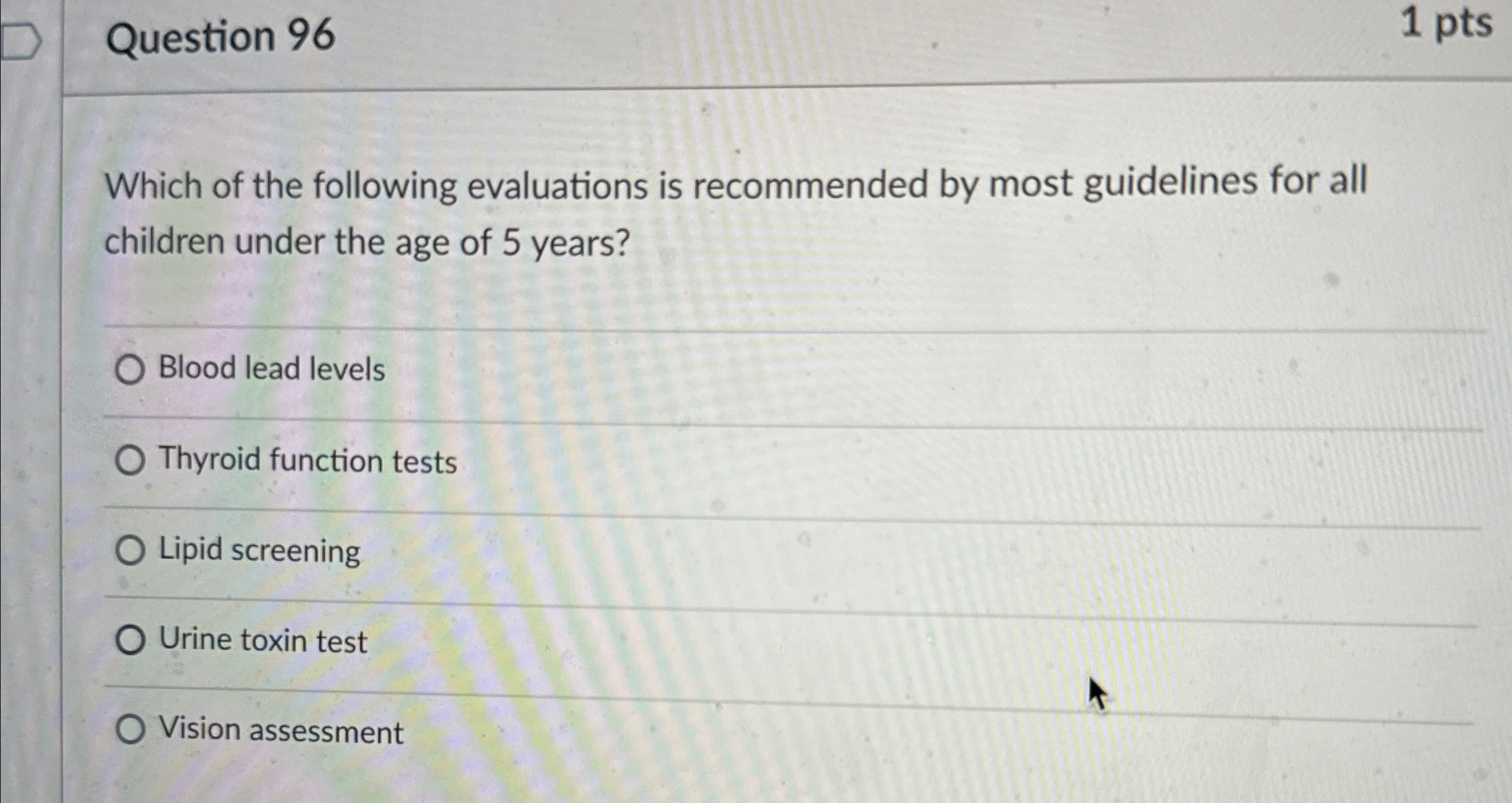 Solved Question 961ptsWhich of the following evaluations is | Chegg.com