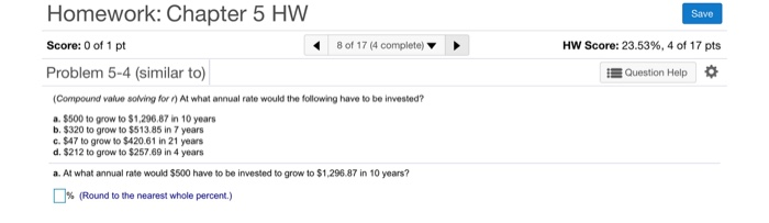 Solved Homework: Chapter 5 HW Save Score: 0 of 1 pt 8 of 17 | Chegg.com