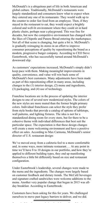 Solved McDonald's is a ubiquitous part of life in both | Chegg.com