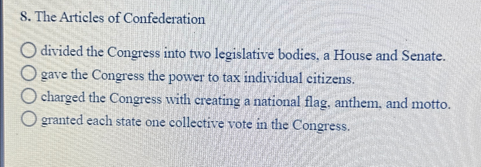 Solved The Articles Of Confederationdivided The Congress | Chegg.com