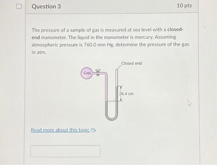 Solved A typical barometric pressure in Denver, Colorado, is