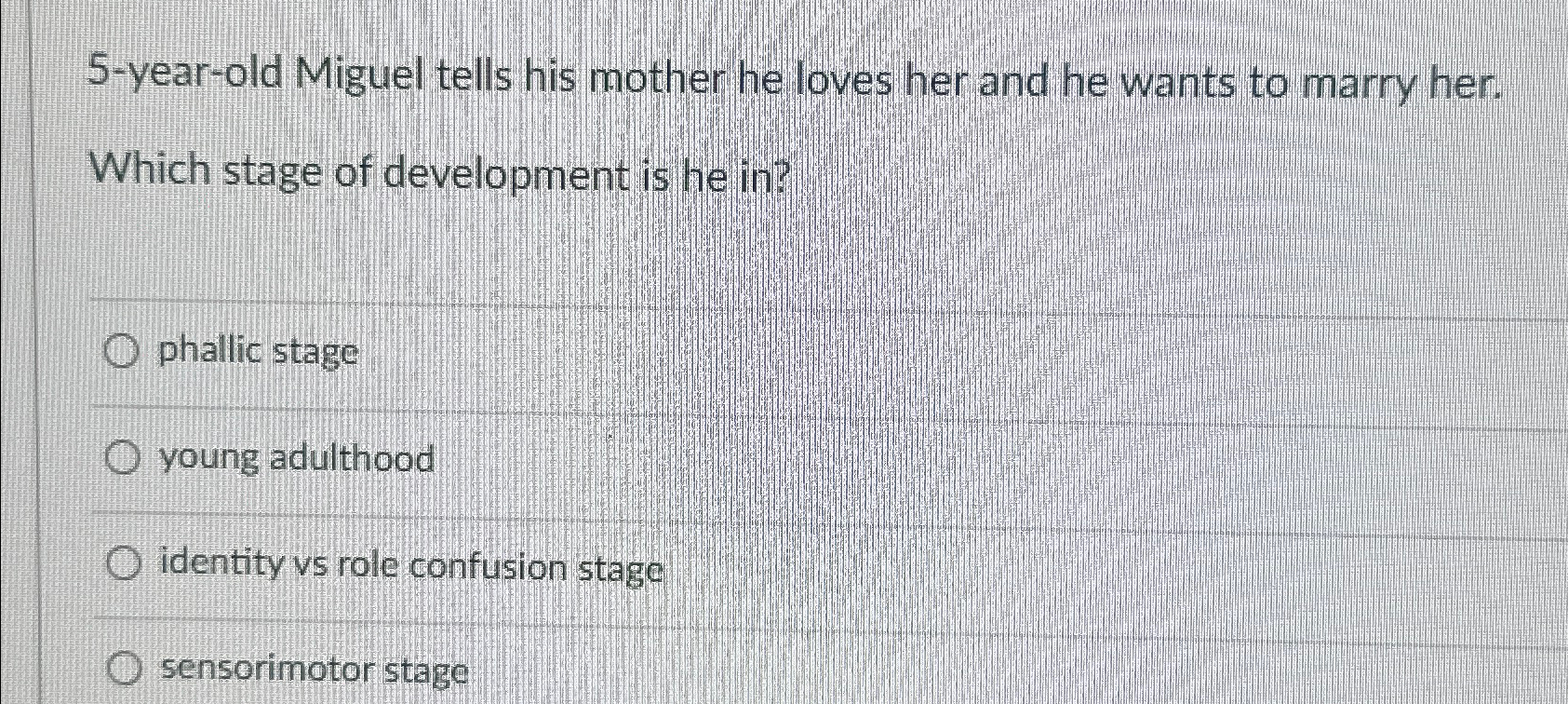 Solved 5yearold Miguel tells his mother he loves her and