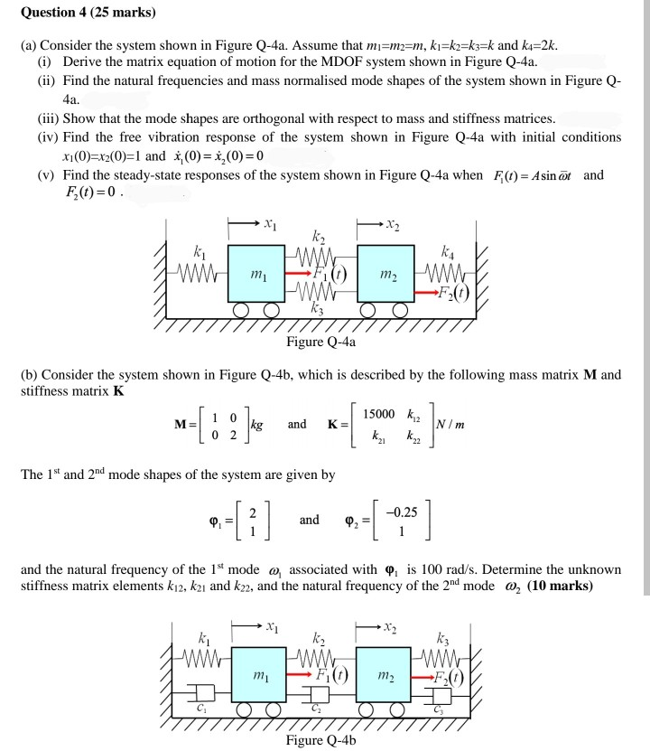 Question 4 (25 marks) (a) Consider the system shown | Chegg.com