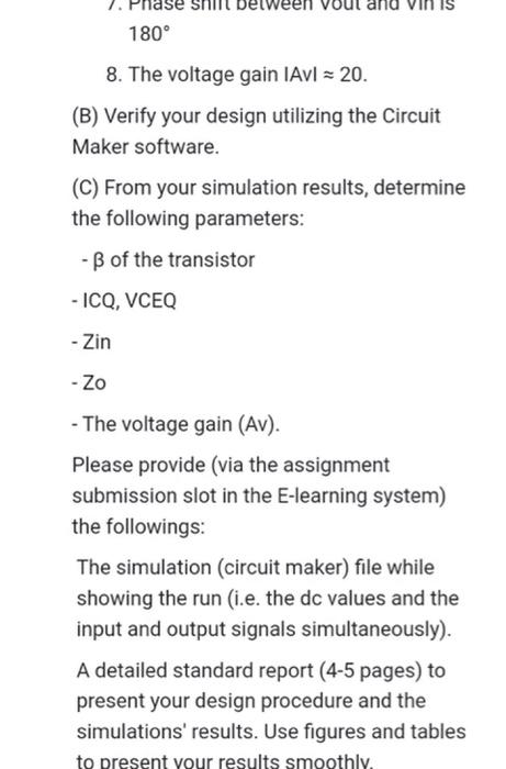 Solved 1. Design A BJT Amplifier To Meet The Following | Chegg.com