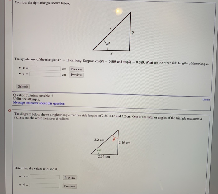 Solved The diagram below shows a right triangle where the