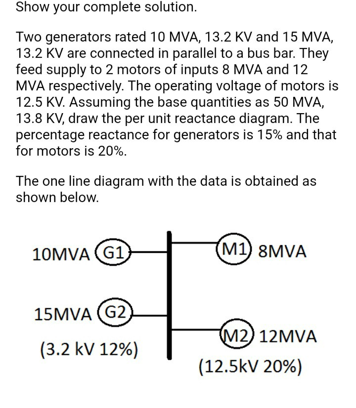 Solved Show your complete solution. Two generators rated 10 | Chegg.com