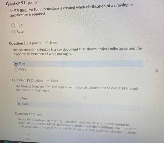 Solved Question 1 (1 point) Saved The Project Manual | Chegg.com