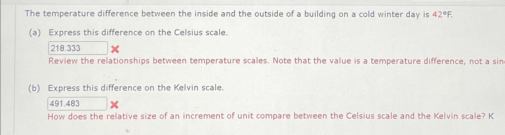 Solved The temperature difference between the inside and the | Chegg.com