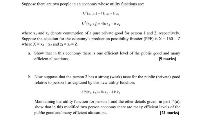 Solved Suppose there are two people in an economy whose | Chegg.com