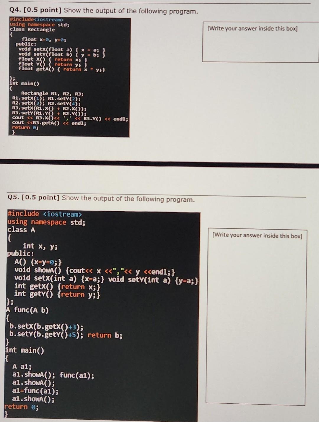 Solved Q2. [5∗0.2=1 points ] Consider the following code | Chegg.com