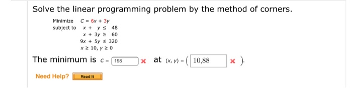 Solved Solve the linear programming problem by the method of | Chegg.com