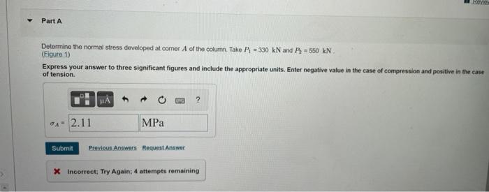 Solved Fundamental Problem 8.1Determine the normal stress | Chegg.com
