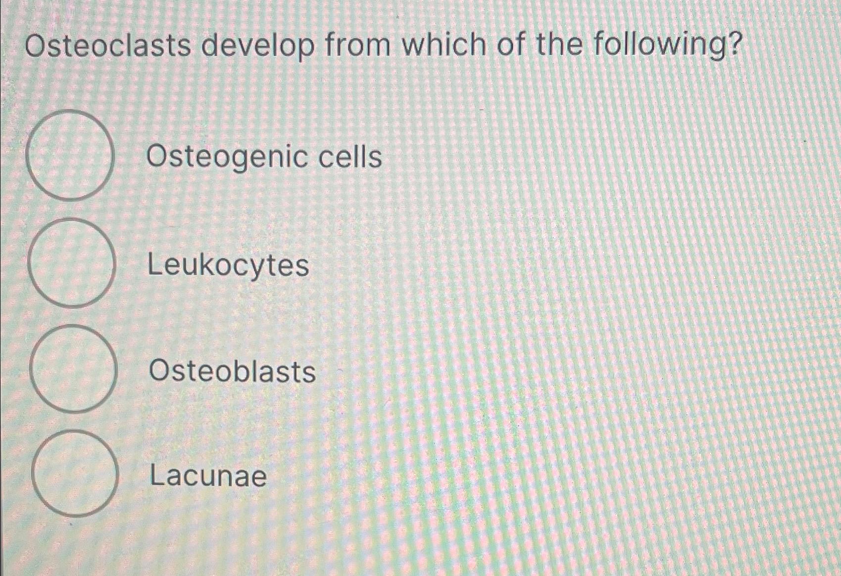 Solved Osteoclasts develop from which of the | Chegg.com