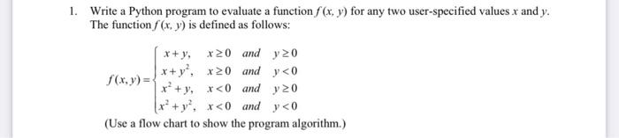 Solved 1. Write a Python program to evaluate a function | Chegg.com