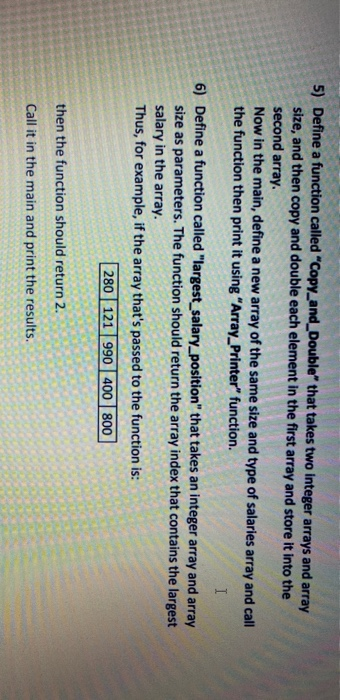 Solved QUESTION 2: Array Calculations 1) Define a function | Chegg.com
