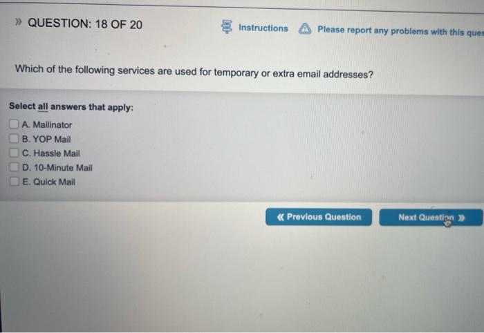 Solved Which of the following services are used for | Chegg.com