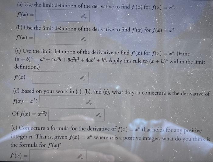 Solved (a) Use the limit definition of the derivative to | Chegg.com