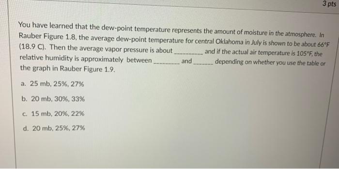 You have learned that the dew-point temperature | Chegg.com