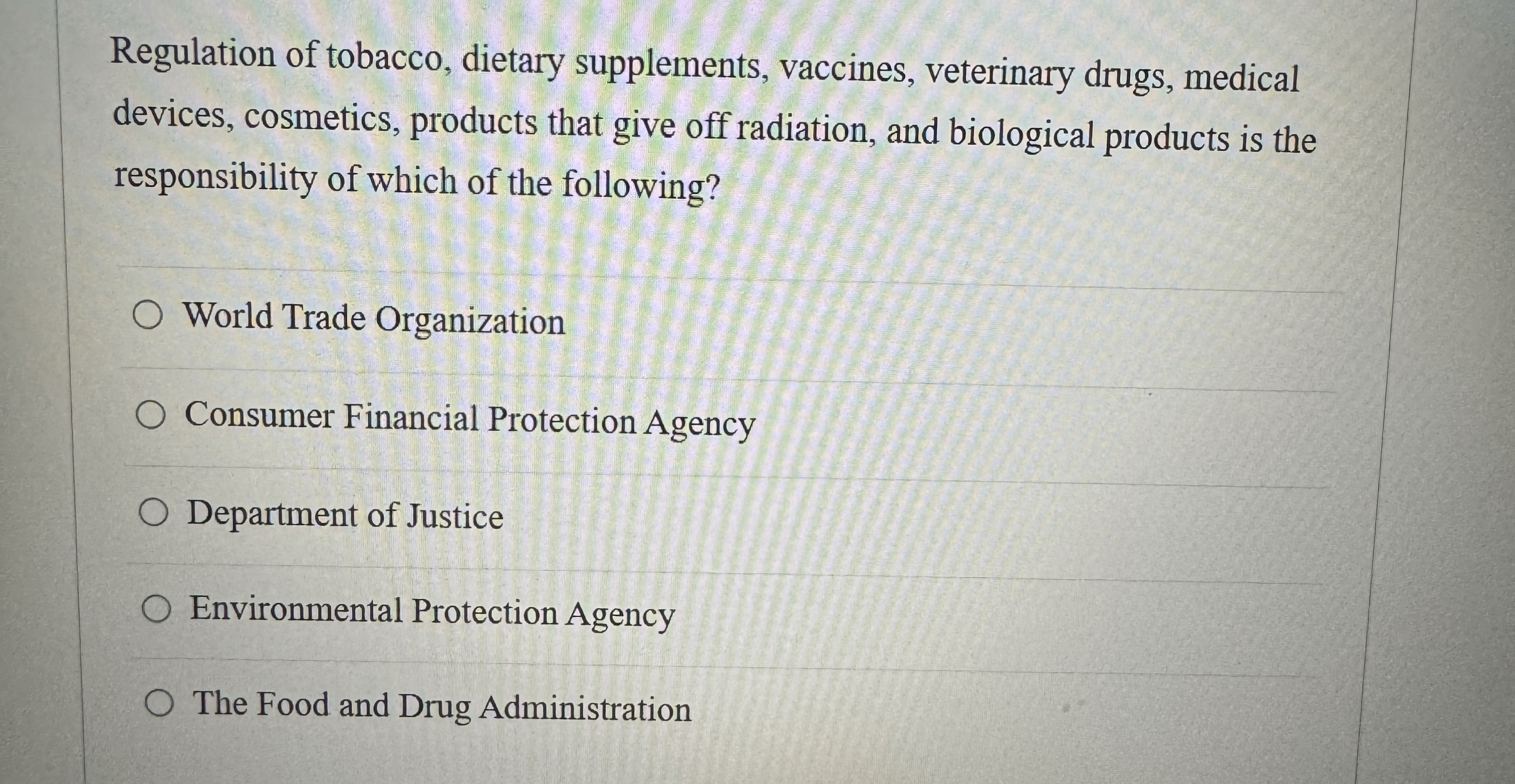 which organization is responsible for regulating tobacco Solved Regulation of tobacco, dietary supplements, vaccines,