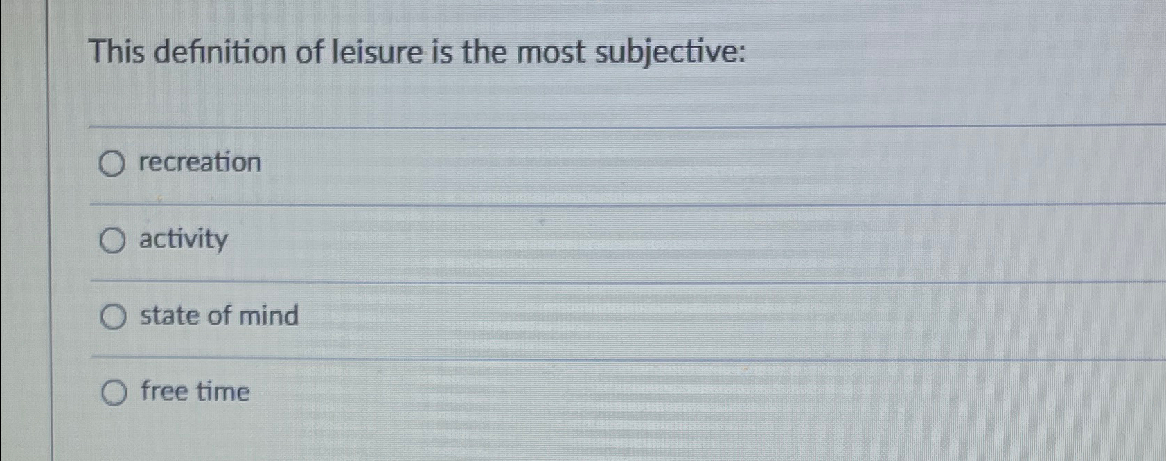 Solved This definition of leisure is the most
