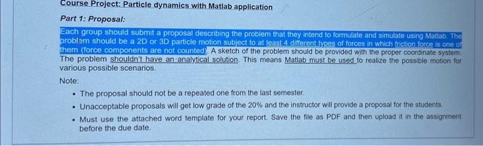 Solved Part 1: Proposal: Each group should submit a proposal | Chegg.com