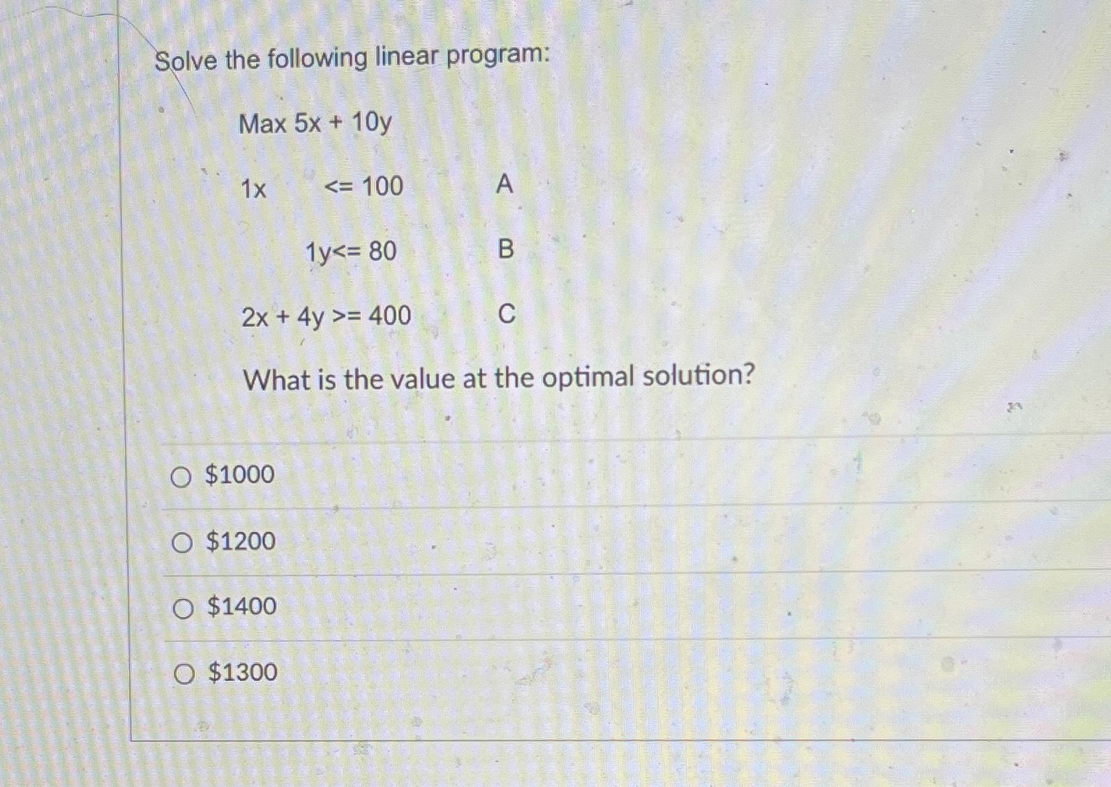 Solved Solve The Following Linear | Chegg.com