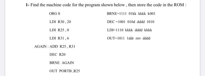 Solved find the machine code for the program shown below, | Chegg.com