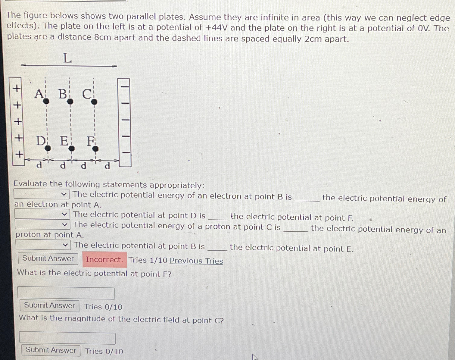 Solved The figure belows shows two parallel plates. Assume | Chegg.com