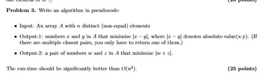 Problem 3. Write an algorithm in pseudocode:Input: | Chegg.com