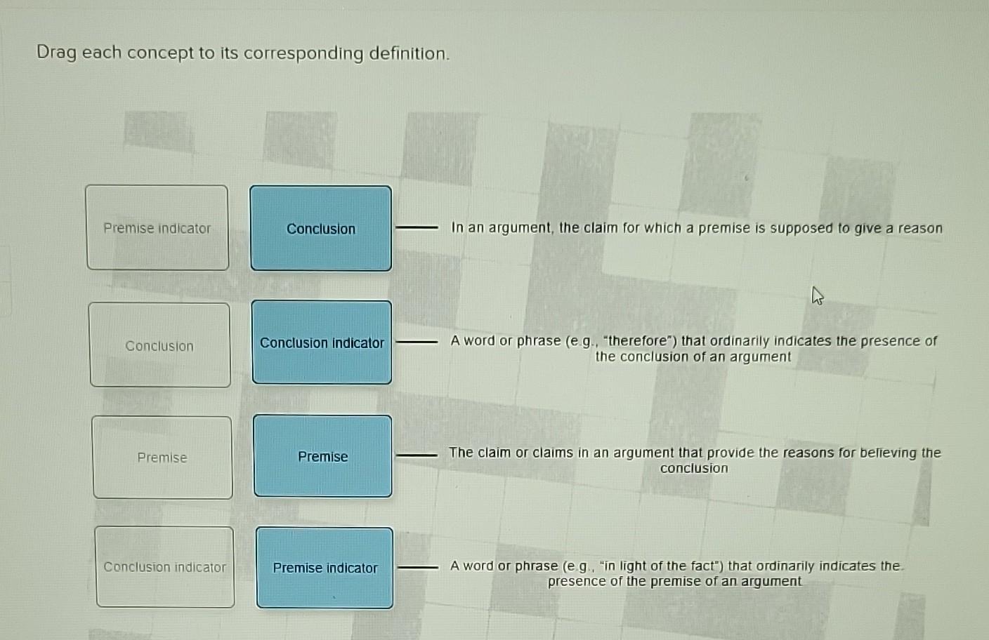Drag each concept to its corresponding definition. In | Chegg.com